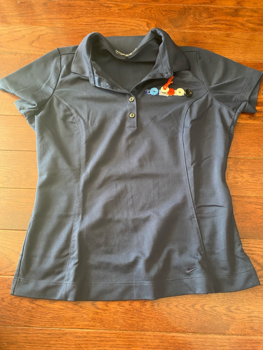 Nike Girls' Navy Blue Polo Top with Short Sleeves